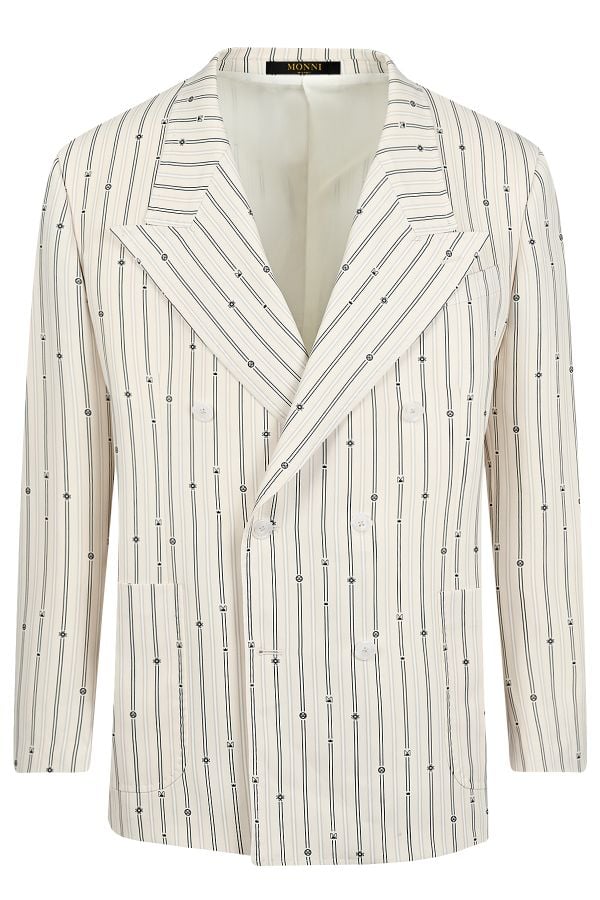 Мъжко сако с елегантен дизайн в черно брандирано райе