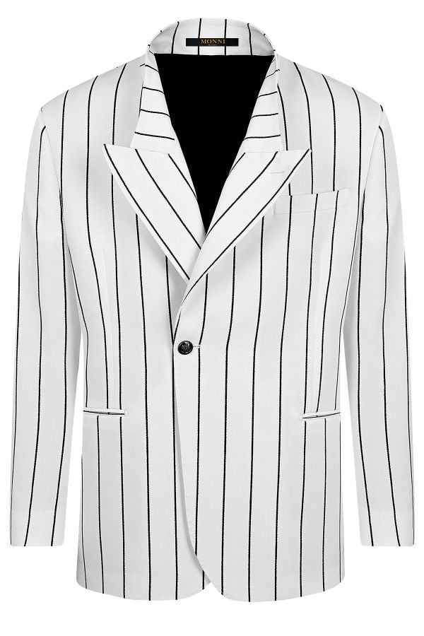 Дизайнерско сако в бяло с черно райе Dubai dream 2 в 1