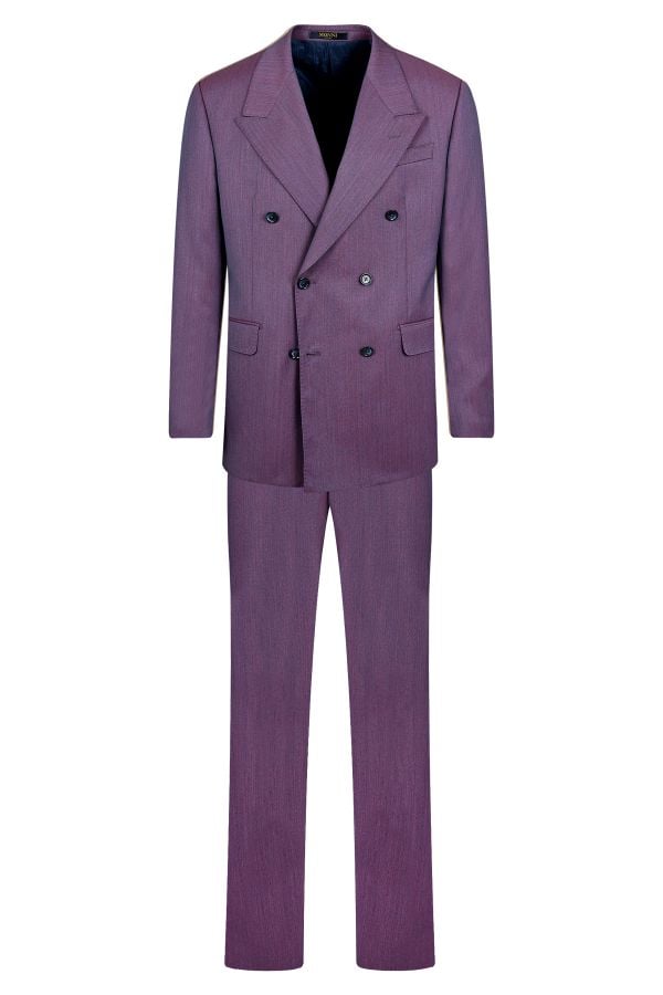 Мъжки елегантен костюм в светлолилаво от 100% италиански вълнен плат 