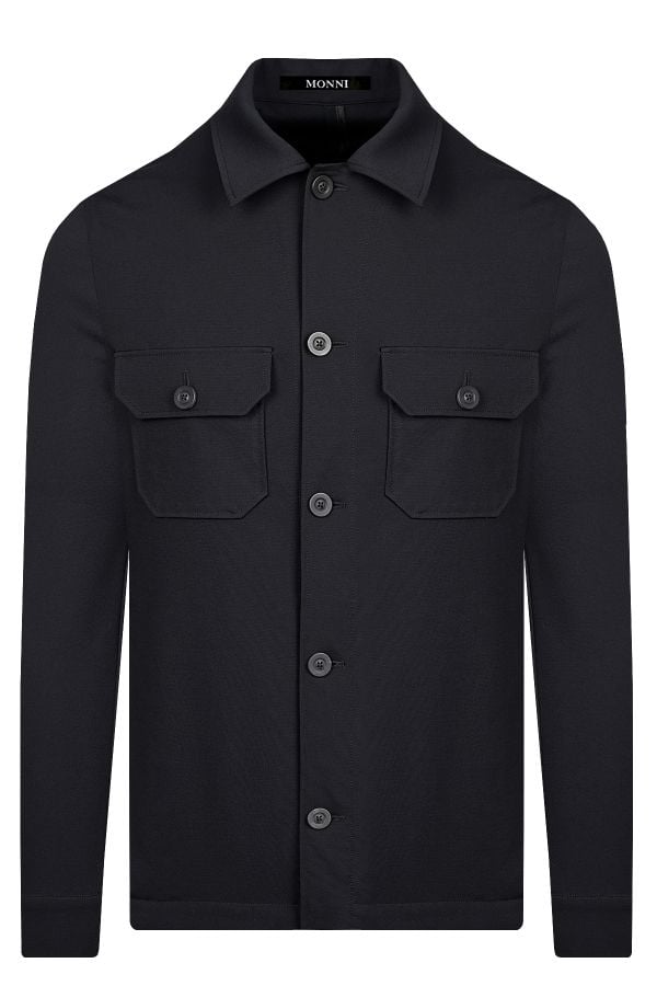 Мъжки overshirt от трикотажен плат в цвят тъмносиньо