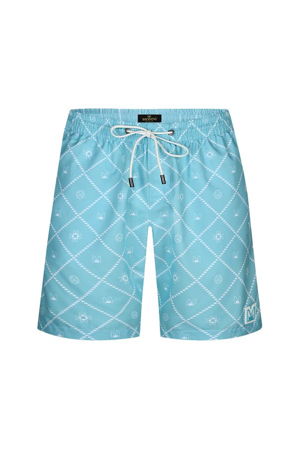 Мъжки луксозни бански Aquamarine Romb в светлосиньо