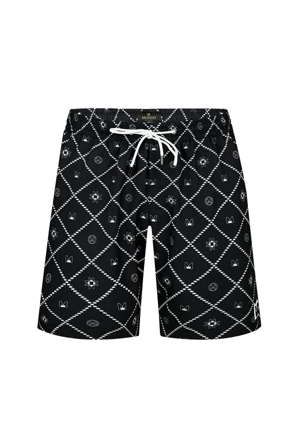 Мъжки луксозни бански с дизайн Black Romb в черно