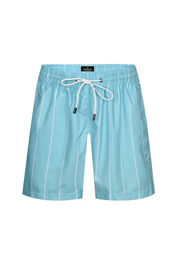 Мъжки луксозни бански Nikki Aquamarine Stipes в синьо
