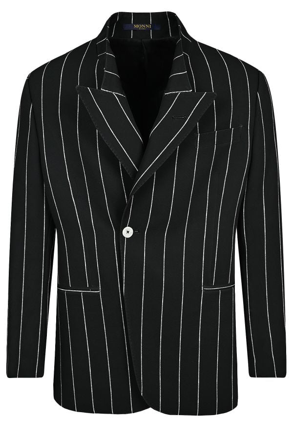 Мъжко дизайнерско сако 2 в 1 Dubai Night в черно с бяло райе 
