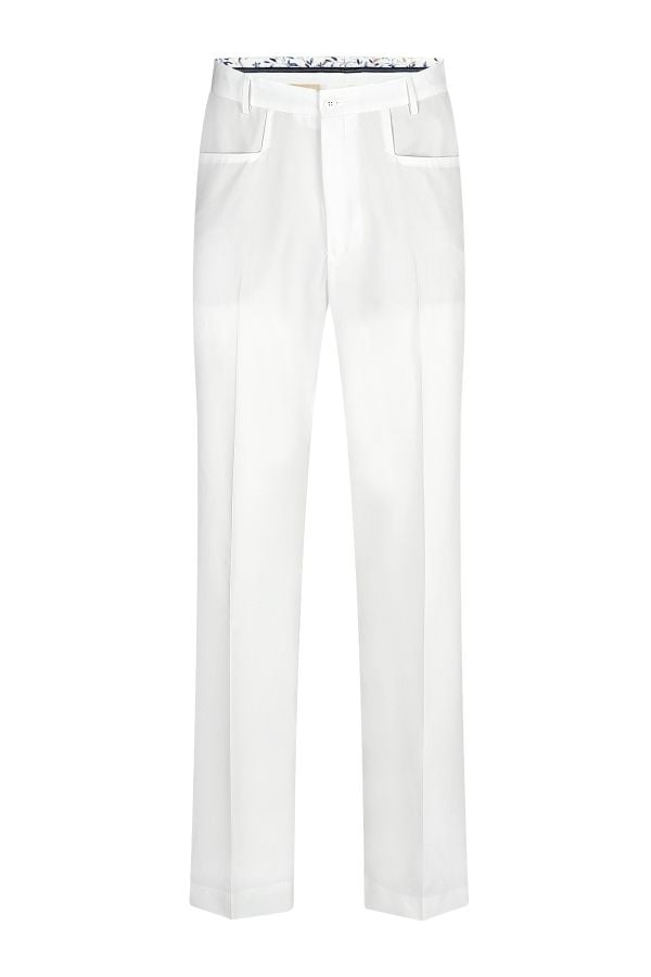 Мъжки дизайнерски свободен панталон в бял цвят