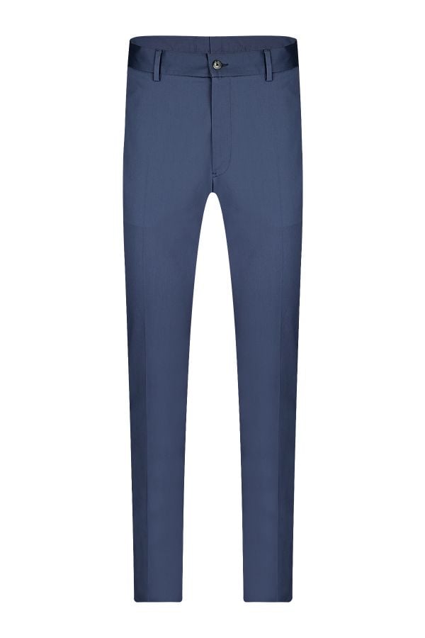 Мъжки втален чино панталон от тъмносин сатениран памук