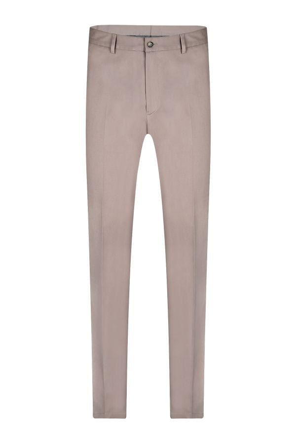 Мъжки втален чино панталон от камел сатениран памук