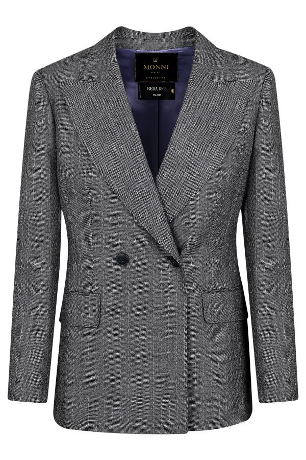 Двуредно дамско сако от луксозна 100% мерино вълна, изработено по италианска технология