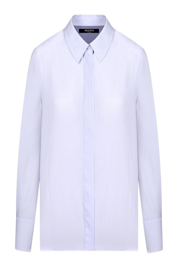 Класическа дамска официална риза от 100% памук в бледо лилав цвят, подходяща за офис и специални поводи