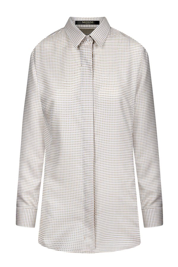 Дамска вталена риза от памук и коприна 