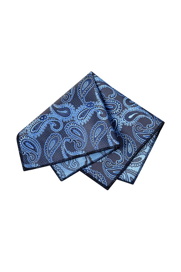 Мъжка кърпичка в синьо с дизайн на контрастни еуглени