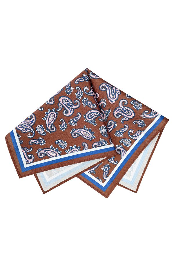 Мъжка кърпичка Silk Look в бордо дизайн с контрастни елеементи